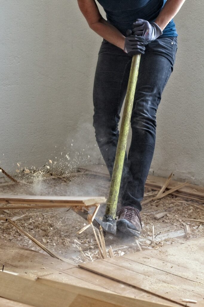woman working at the construction site.